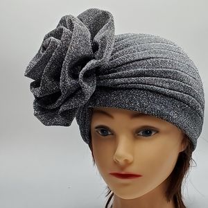 Aokid glitter hat cap headwrap with big flower